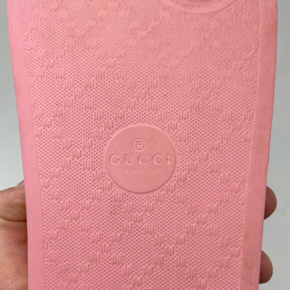 Gucci Interlocking GG Logo Rubber Pool Slides Slip On Flat Sandals Pink EU 40 - Picture 10 of 12